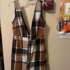 Plaid Flannel Deep V-Neck Dress